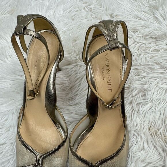 Marion Parke Lolita Mesh Peep Toe leather Stiletto Heels - Picture 4 of 11